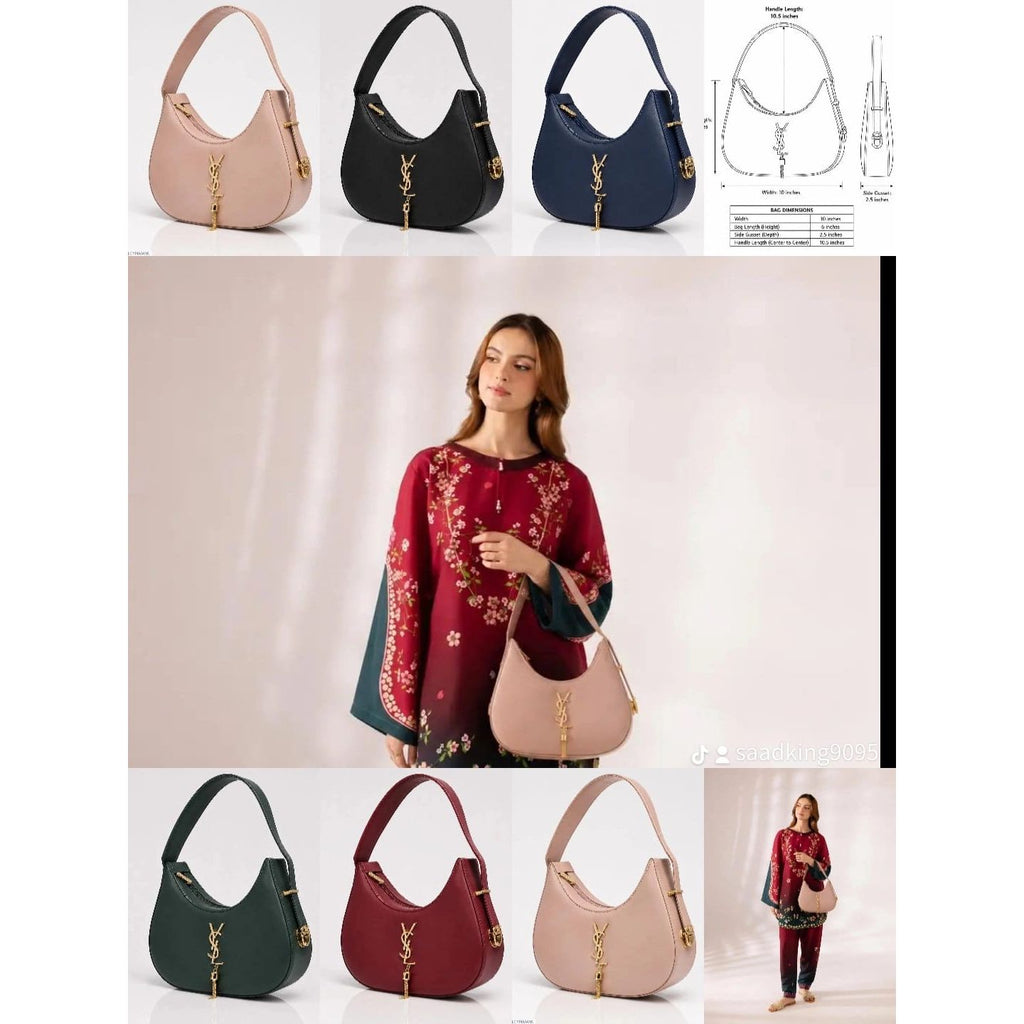 Luxe Curve Leather Hobo Bag